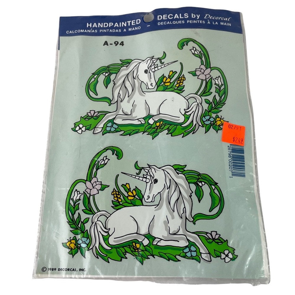 Vintage Hand-painted Unicorn Decals 1997 Mirror Image Matching Majestic USA NY